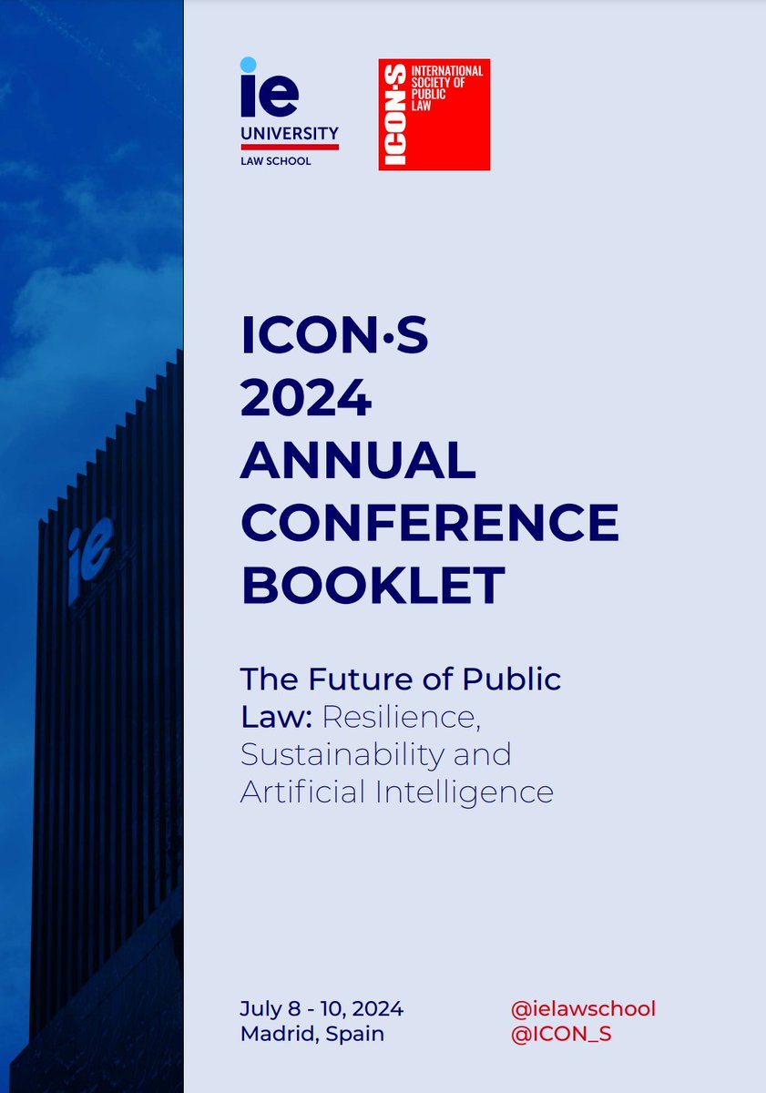 🌍 The program for the 2024 Annual Conference of <a href="/ICON__S/">ICON•S</a> is 🤩🤩🤩.

500+ panels on all subjects in public law: administrative, constitutional, international and beyond. 

🙏🏽 Thanks and congrats to the teams <a href="/ICON__S/">ICON•S</a> and <a href="/ielawschool/">IE Law School</a>! 

Full Program: icon-society.org/wp-content/upl…