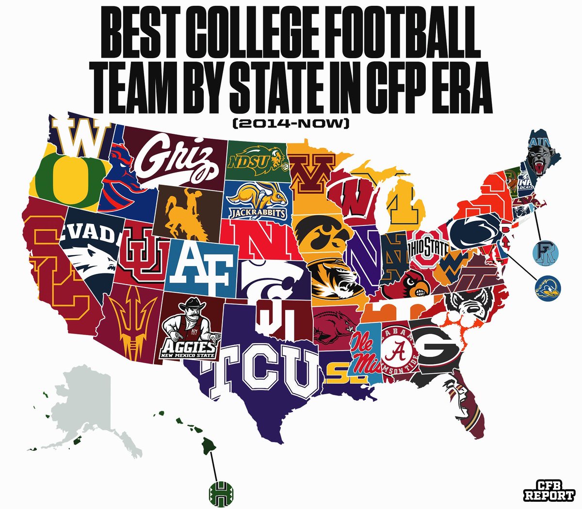 The Best College Football Team By State in the CFB Playoff Era 🏆 (2014-Now)