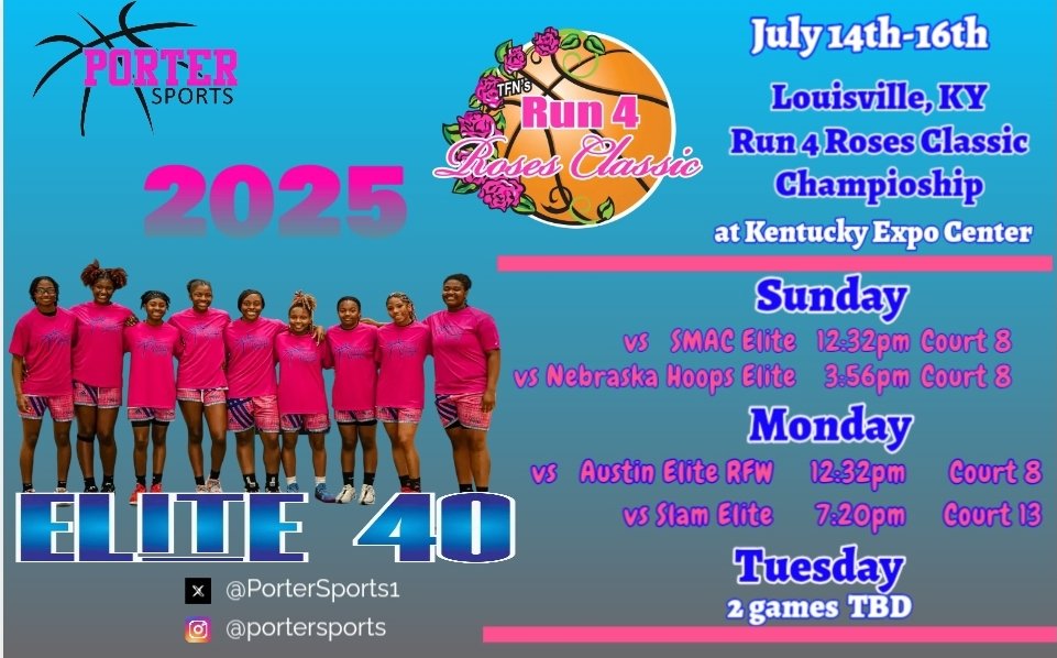 Porter Sports (@portersports1) on Twitter photo We are excited to compete in the
<a href="/TFNsRun4Roses/">TFN's Run 4 Roses</a> βΌοΈ
The last July run for 2025 ππ₯ We are excited to compete in the
<a href="/TFNsRun4Roses/">TFN's Run 4 Roses</a> βΌοΈ
The last July run for 2025 ππ₯