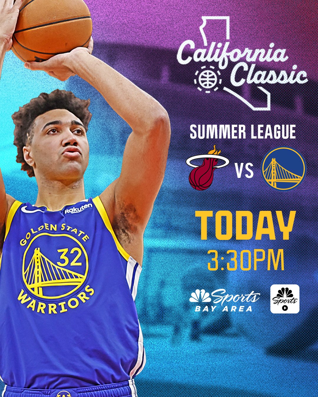 Warriors on NBCS on X Dubs kick off California Classic action against the Heat Watch live on NBC Sports Bay Area Plus and streaming on the NBC Sports app https t 41yEDuNaV6 https t R8ODaLkTRC