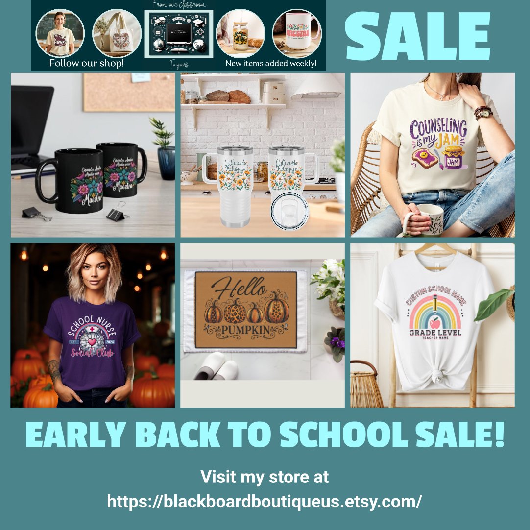 Felismina Martinez (@felisminamart11) on Twitter photo ๐ EARLY SALE! ๐ Get ready for the new school year with our sale at Blackboard Boutique! ๐โจ Shop now for perfect gifts for school nurses, counselors, teachers, dual language and more! ๐ซ๐ฉโ๐ซ
๐ blackboardboutiqueus.etsy.com
#BackToSchool #SchoolNurse #Counselor #TeacherAppreciation ๐ EARLY SALE! ๐ Get ready for the new school year with our sale at Blackboard Boutique! ๐โจ Shop now for perfect gifts for school nurses, counselors, teachers, dual language and more! ๐ซ๐ฉโ๐ซ
๐ blackboardboutiqueus.etsy.com
#BackToSchool #SchoolNurse #Counselor #TeacherAppreciation