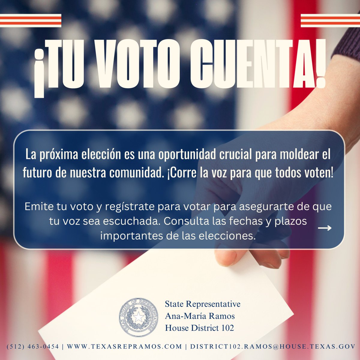 Ramos4Texas's tweet image. Check your voter registration status today! votetexas.gov
 #VoterRegistration #CheckYourStatus #Election2022 #CivicDuty #BeInformed #YourVoteMatters #GetInvolved #DemocracyInAction #MakeADifference #RegisterToVote