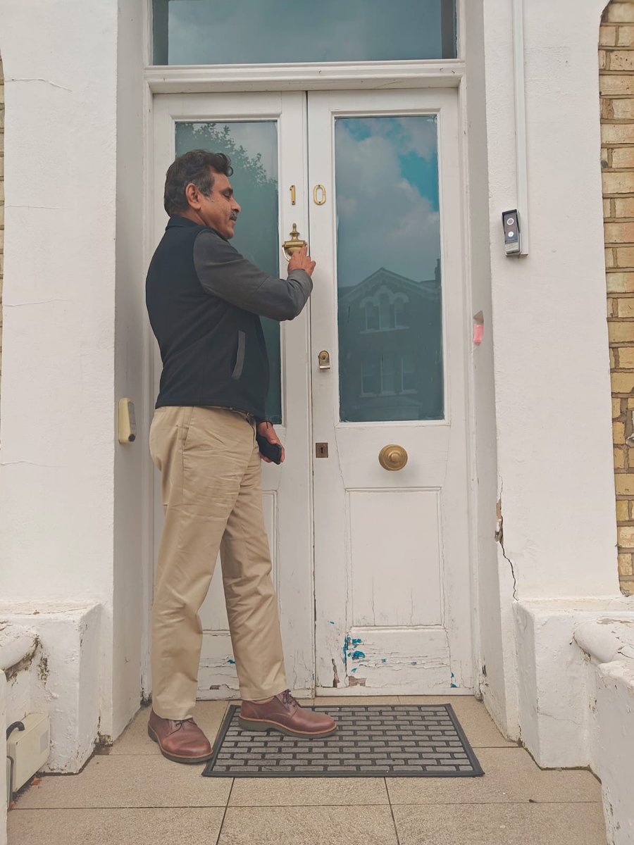 KVishReddy's tweet photo. Today in London, I went to 10 King Henry's Rd. with my youngest son Viraj and knocked the door. The door to history.

This is where Dr. BR Ambedkar stayed as a student, while studying in London School of Economics. 

Viraj and I, did the online Havard Law course on Political Philosophy "Justice- What is the right thing to do" by Prof Micheal Sandal. 

This course will truly make one understand the depth of Babashaib's philosophy, equality and social Justice.