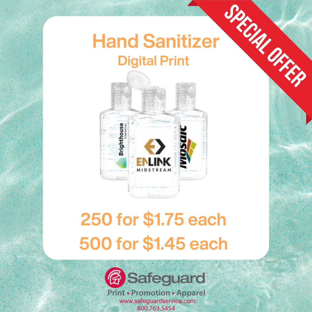 SafeguardPromos's tweet image. Stay safe and promote your brand with our custom hand sanitizer! 🧴 Perfect for giveaways and everyday use, keeping hands clean while spreading your message. #ShopSafeguard #SafeguardService #HandSanitizer #PromotionalGiveaways #BrandVisibility Order now bit.ly/4aGI2di