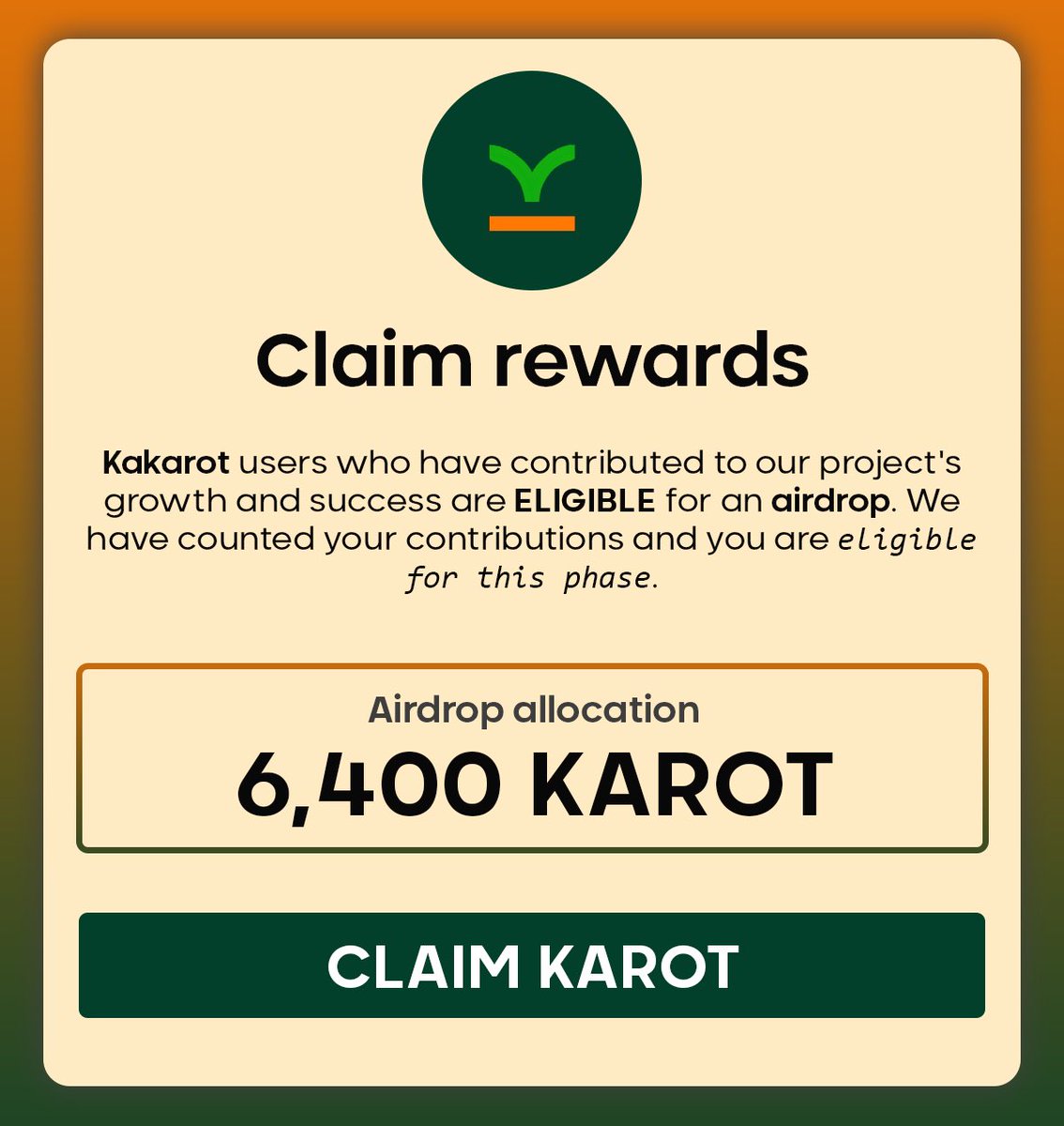 重点 #空投 交互⚠️

V 神参投的 Kakarot 刚启动公共测试网🪂

费用：免费，5分钟完成