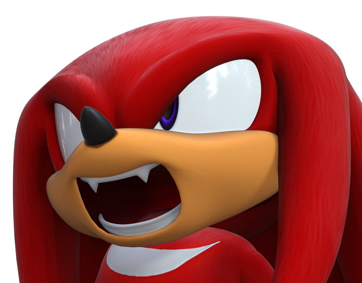 Actually emotive and angry looking Knuckles bares his fangs., image size:1200x939