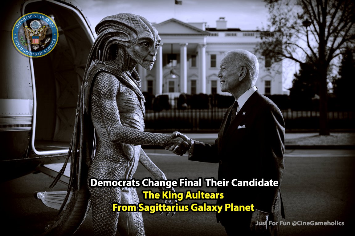 CineGameholics's tweet photo. #AlienPresident #ETinTheWhiteHouse #FirstContact2024 #IntergalacticDiplomacy #OutOfThisWorldLeader #SpacePolicy #ExtraterrestrialExecutive #AlienAdministration #GalacticGoverning #InterstellarIssues #CosmicCommander #Elections2024 #USA #Fun #Meme
Democrats Switch To Something More Advanced... hit a like and share.🖖Surprised and Shocked the World's Foundations.
