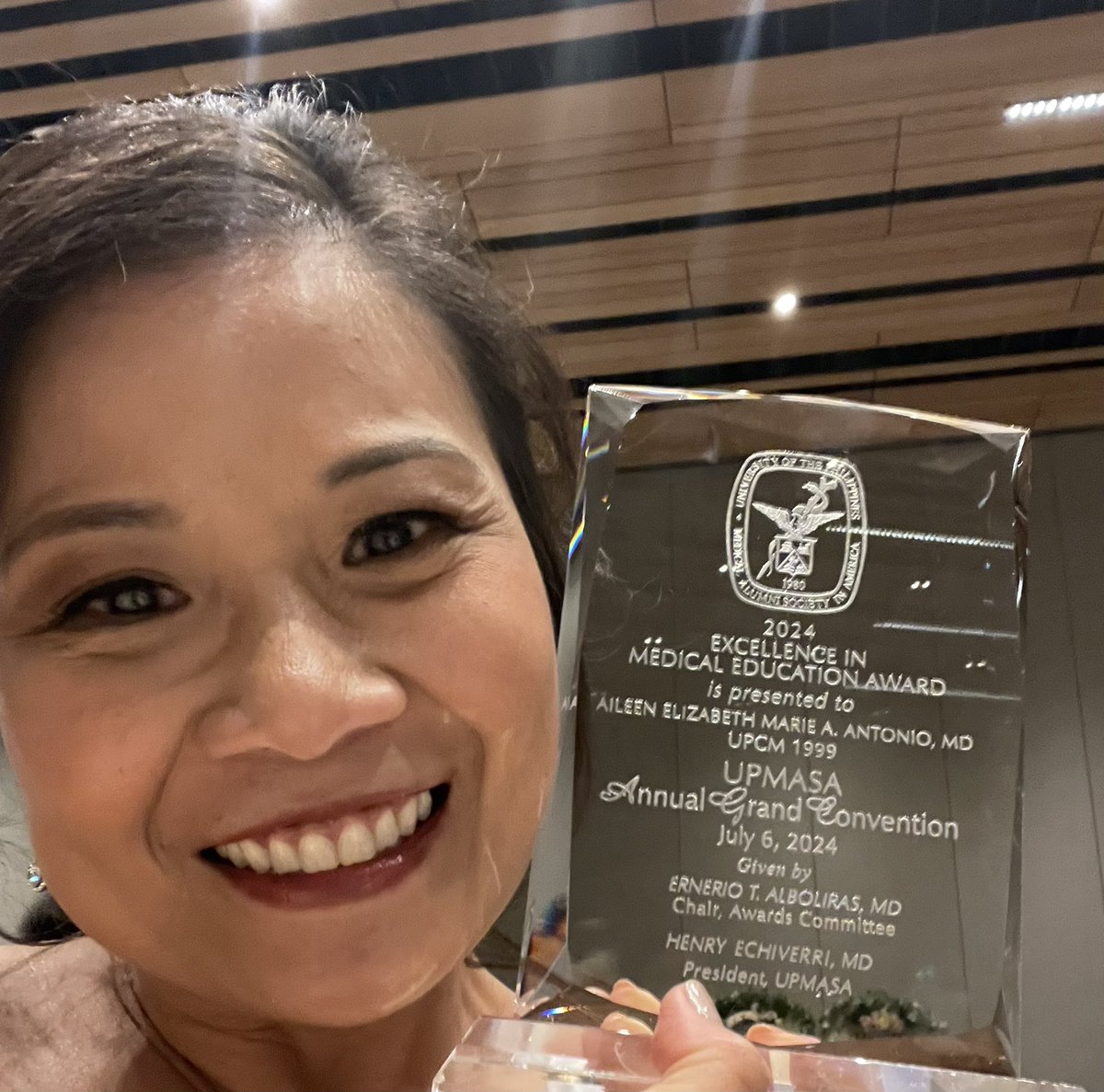 aiee_antonio's tweet photo. What an amazing way to celebrate our Silver Jubilee from med school - UPMASA Alumni Grand Convention 2024 Education Award. #grateful @thgr_neurores #Shine99 #UPCM1999 https://t.co/m71POWrjCb