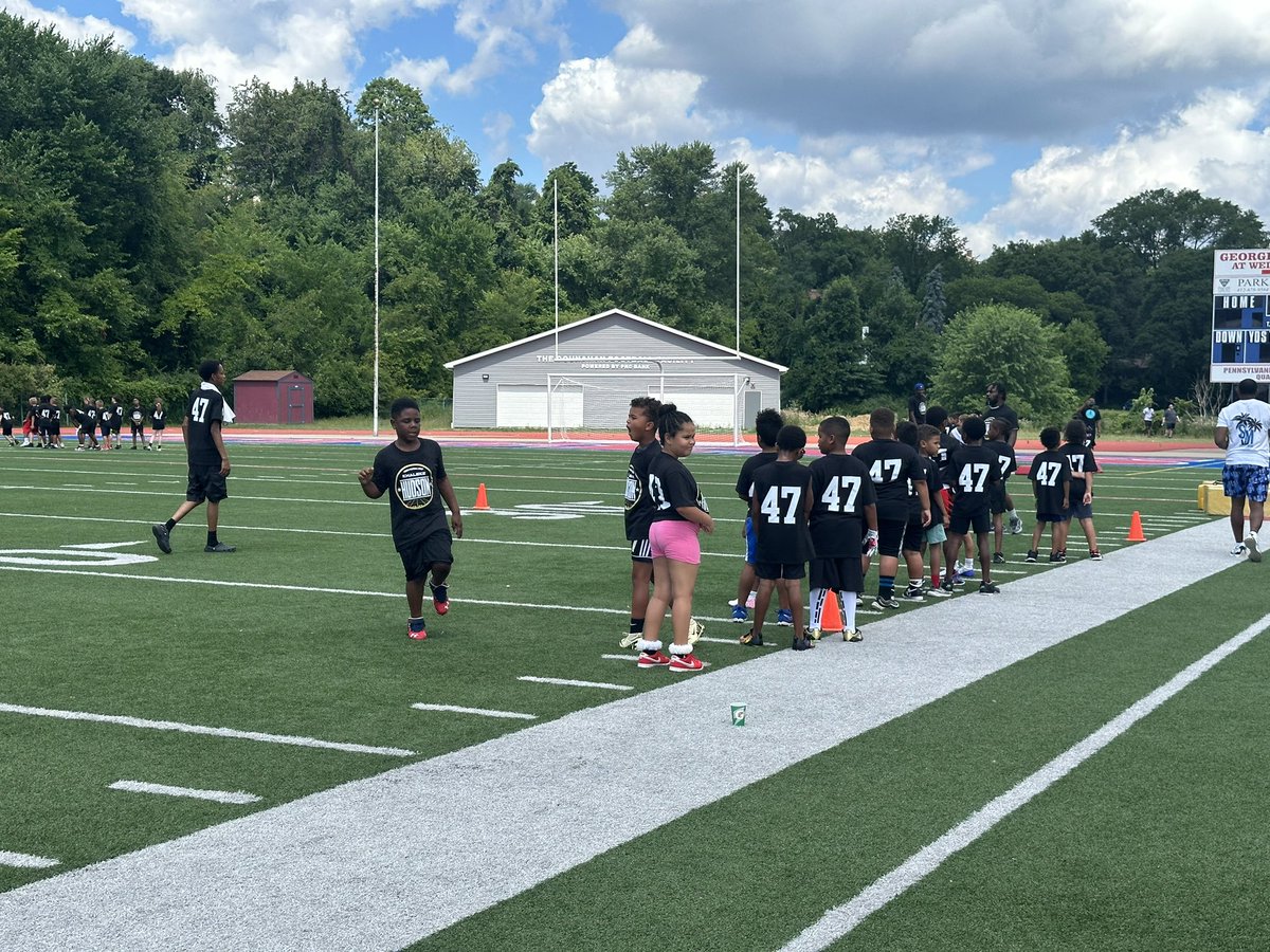 WanzoDr's tweet photo. MASD alumni and New Orleans Saints player, Khaleke Hudson, held his annual camp today.  It was a phenomenal event. After the camp, the campers were treated to a pool party. #MASD #Football #Togetherwecan https://t.co/17RXS38D2x