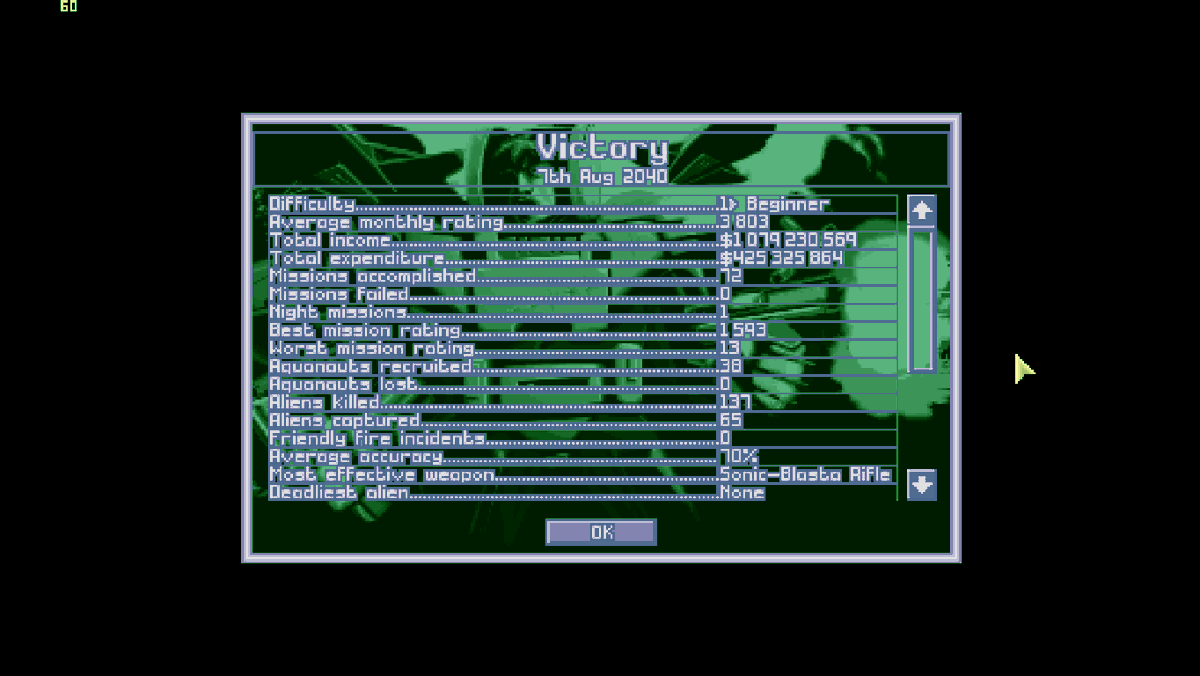 MorpheusKane's tweet photo. Completed the sequel of the legendary game, "X-COM: Terror from the Deep." Took me over two weeks to complete this game. The final 2 levels of T'leth was ridiculous but finally managed to end it.
😅👾
#XCom #XCOMTFTD #TFTD #TerrorfromtheDeep #OpenXcom #Alien #UFO #Strategy #Tleth https://t.co/sST4N46r9b