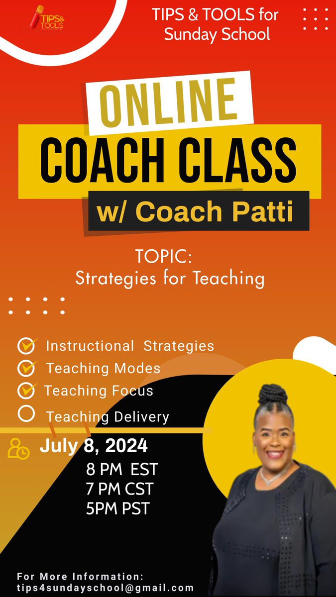 pahj30's tweet photo. Coach Class is back!!! Join us Monday, July 8 at 8pm EST as we talk about Teaching Strategies! Come on Teachers, let's grow together. Register and have acess to the webinar after the session!

https://t.co/WVLYLH29NS https://t.co/f0UIlbj974