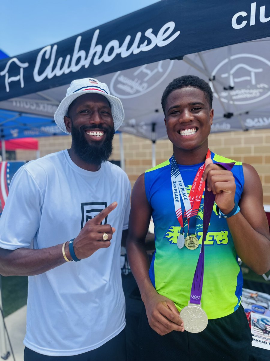 Got 1st 🥇 in the 200m hurdles finals
2nd 🥈 in the 100m hurdles finals

Met 400m hurdles Olympian and National Champion Michael Tinsley

Next up Junior Olympics in College Station