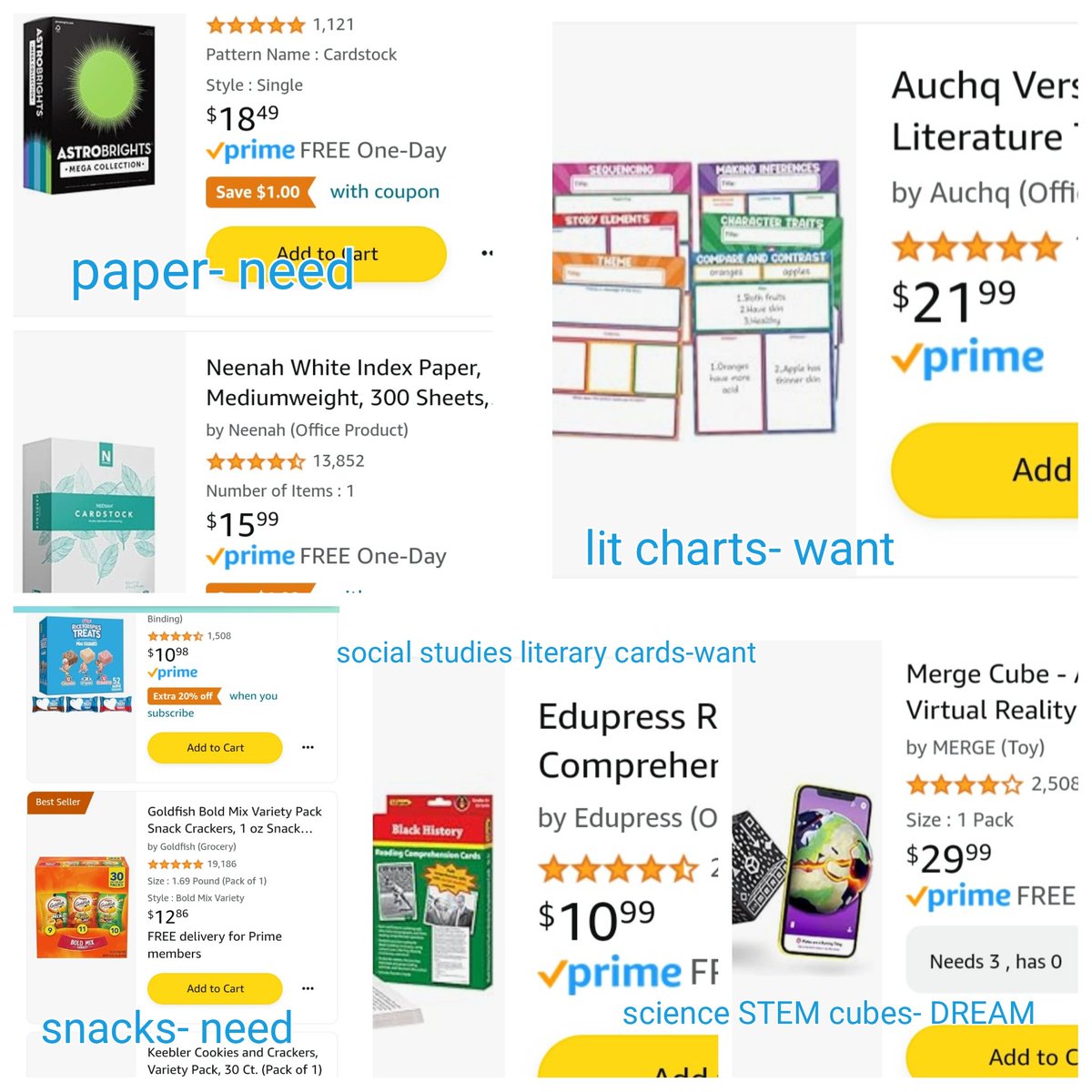 urbangeek87's tweet photo. Hi! I'm a 4th grade teacher in Florida and would ❤️ a #repost for my #classlist https://t.co/sMp102Zhn1
Help me #clearthelist24! 
Needs - paper, books, scissors.
Wants- lit. Charts, social studies cards for centers, and decor
Dream item- STEM Merge cubes. https://t.co/SRdTkJBRhX