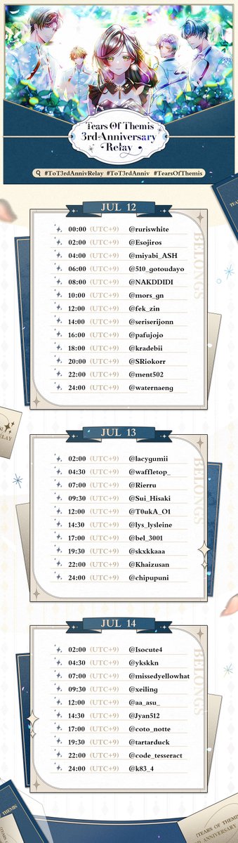 #ToT3rdAnnivRelay #ToT3rdAnniv #TearsOfThemis