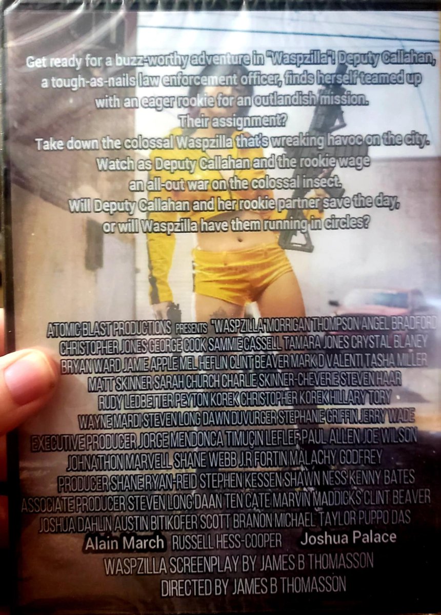 KrankyHorror's tweet image. We're watching Waspzilla with #FrightClub. We've got the DVD with the alternate @theemorrigannn cover, but we're streaming it on Fawesome tonight. Our names are on the back of the DVD, fun.