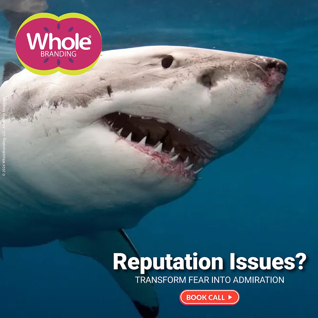 Sharks may be feared, but they are also respected.

Why WholeBranding:
1. Reinforce Credibility
2. Attract Talented Employees
3. Build Trust
4. Client Retention
5. Boost Sales
6. Increase Visibility

Book Your Discovery Call
booknow.wholebranding.com/#/discoverycall