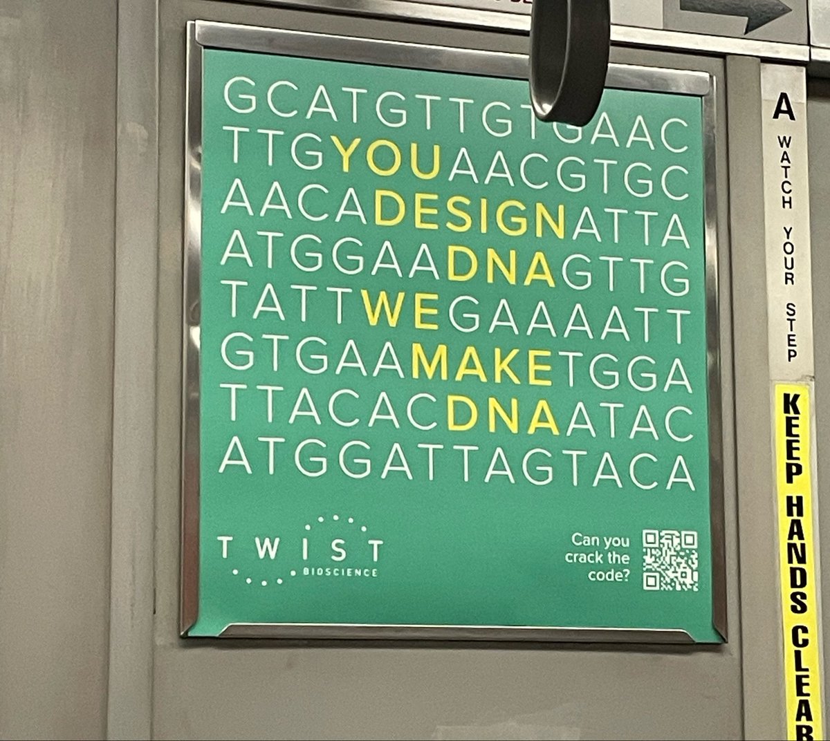 Seriously? Such an ad on a subway train? Boston is the world’s capital of biotechnology, people keep saying.