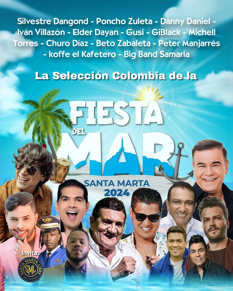 elgordoposada's tweet image. #Confirmada | Se confirma la Selección Colombia de la Fiesta del Mar 2024.

- Silvestre Dangond
- Beto Zabaleta
- Poncho Zuleta
- Peter Manjarrés
- Iván Villazón
- Elder Dayan
- Koffe El Kafetero
- GiBlack
- Michell Torres
- Gusi
- Churo Díaz
- Danny Daniel
- La Big Band Samaria