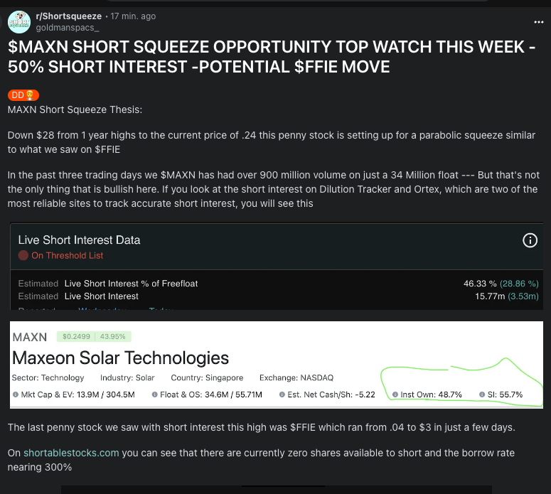 GoldmanSpacs_'s tweet photo. $MAXN DD