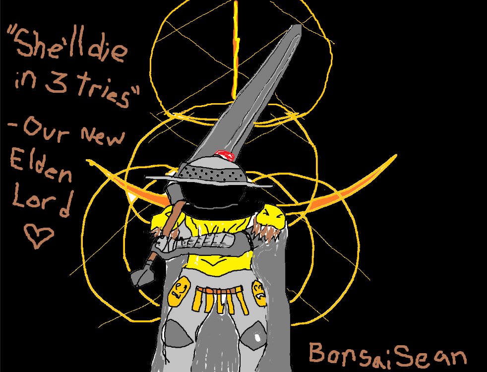 axeplosive's tweet photo. All hail our new Elden Lord, @BonsaiBroz 
#SheDiesIn3

(Open for commissions) https://t.co/MtSlBkPEud