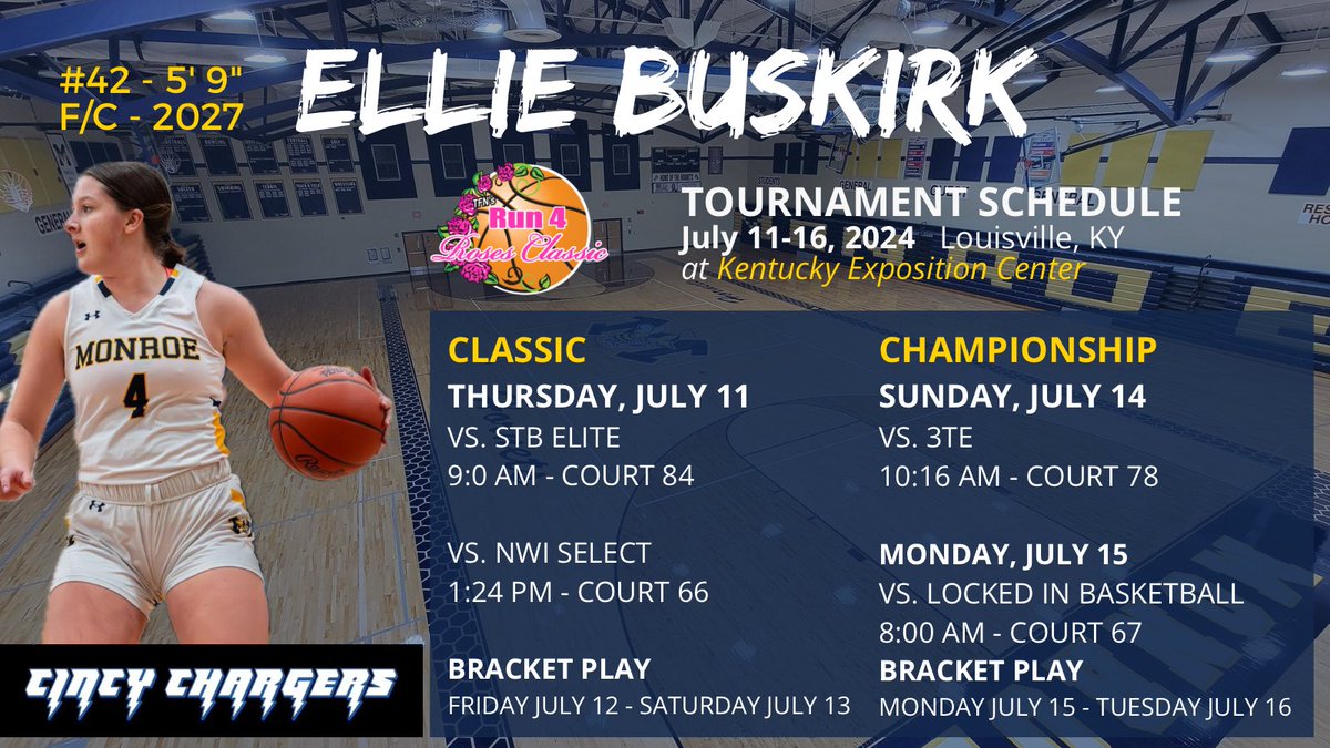 Here is my schedule for <a href="/TFNsRun4Roses/">TFN's Run 4 Roses</a>.
<a href="/CincyChargers/">Cincy Chargers</a>