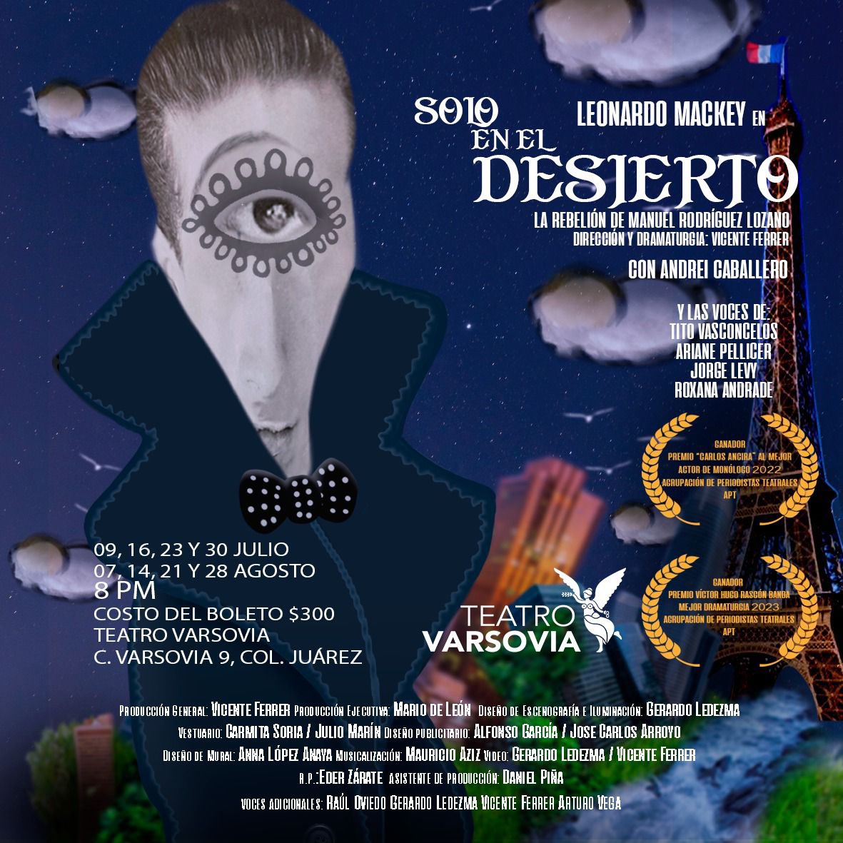 LeonardoMackey's tweet photo. A partir del 9 de Julio! @solodesiertoof ahora en el @TeatroVarsovia Martes de Julio y Miércoles de Agosto 8:00 pm. Los esperamos!!! @vicenteferrera @LeonardoMackey @Ti7ov @arianepellicer @JORGELEVY https://t.co/KkBfklgdB5