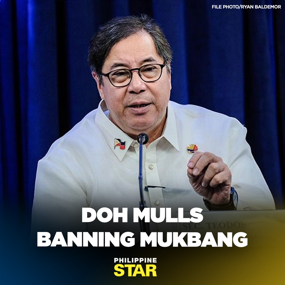 PhilippineStar's tweet photo. The Department of Health is looking at banning eating vlogs or mukbang videos, saying it is an unhealthy practice. https://t.co/6u4gqNAii6 https://t.co/Yvb94j6hUI