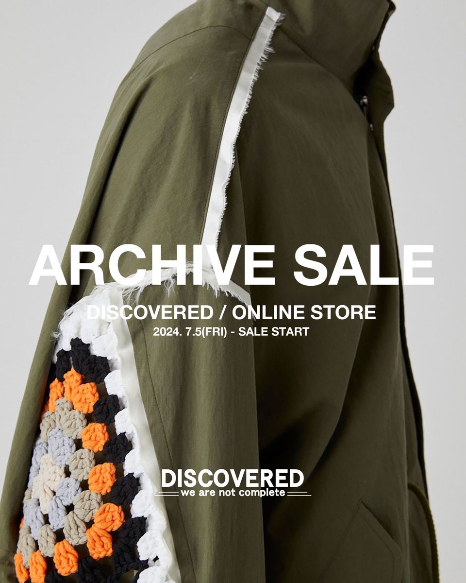 DISCOVERED_INFO's tweet photo. ONLINE SHOP INFO.
archive SALE
7/5(Fri)〜
MAX50%

DISCOVERED公式ONLINE SHOPではarchive SALEを開催致します
今季新作も含めて最大50%OFF。 https://t.co/ZcNizFZvE0