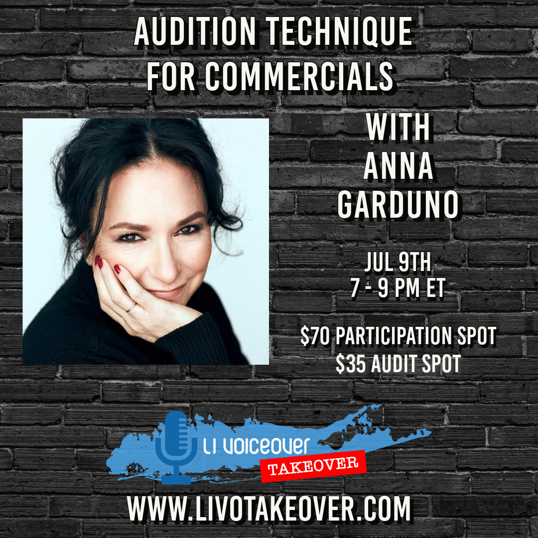 Just 3 days left to join Anna Garduno in her VO Cardio - AUDITION TECHNIQUE FOR COMMERCIALS class. Here you will learn how to integrate the often vague and confusing specs into your reads and improve your connection / storytelling of the script.

livotakeover.com/event-details/…