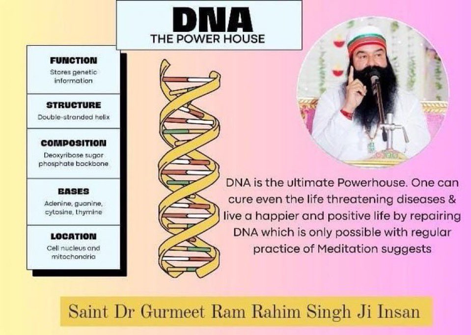 vrma_anchal's tweet photo. इंसान को मजबूत बनाने में DNA का सबसे बड़ा रोल है Saint Dr MSG Insan कहते है यह तभी संभव है जब इंसान नियमित रूप से अपने जीवन मे Meditation का अभ्यास करे,इस बात को लाखों लोगों ने माना है जो व्यक्ति की इच्छाशक्ति बढ़ाने और बीमारियों से बचाने में कारीगर साबित होता है।
#CureWithDNA https://t.co/eNPBembIfs