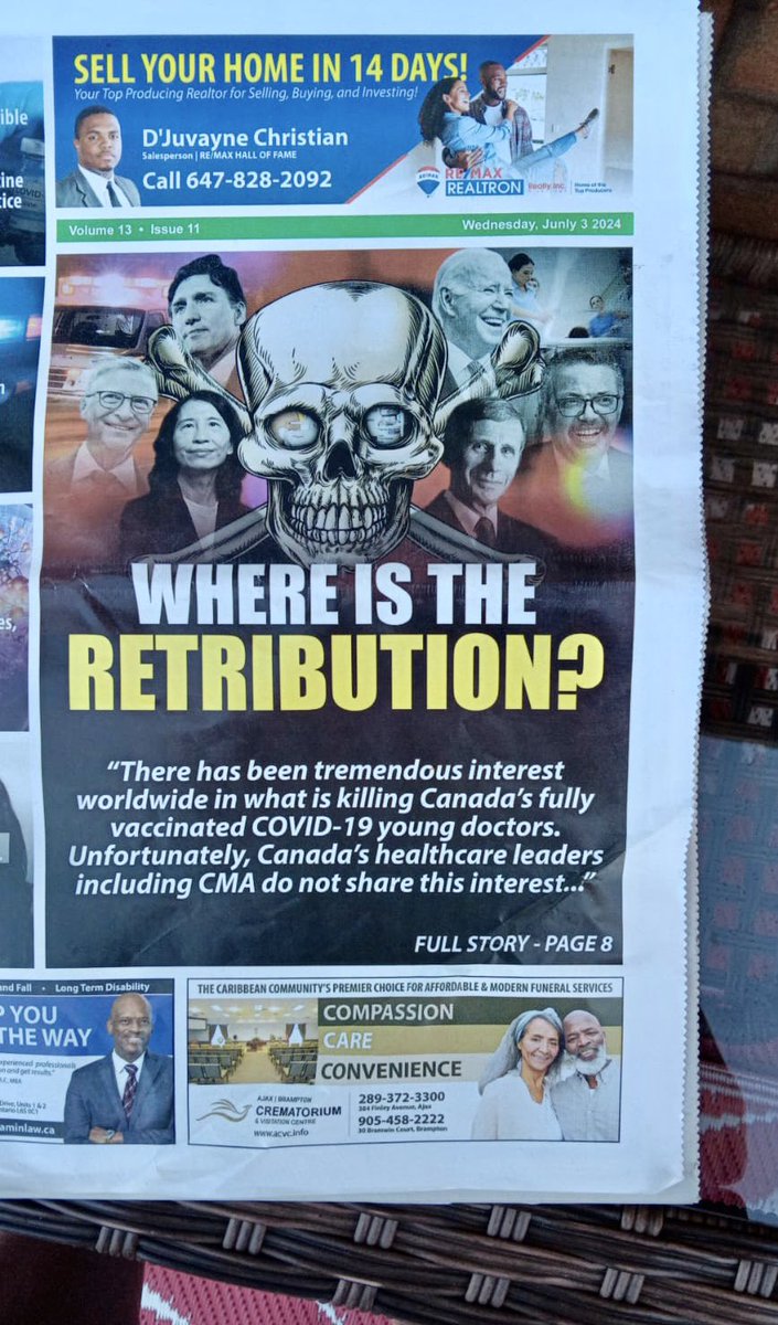 1carolynroberts's tweet photo. Great news coverage by @TOCaribNews  on the greatest unethical medical experiment of all time….the unsafe and ineffective COVID injection. 

Time for accountability….

“Just doing my job” isn’t excused…

Jail👏Them👏All👏🥊💯🥊💯🥊

#CrimesAgainstHumanity https://t.co/dndVSEouHw