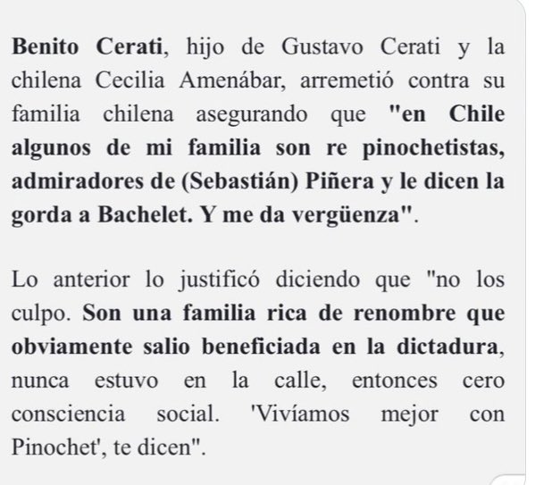 A propósito de la entrevista de #CeciliaAmenábar vale recordar las declaraciones de su hijo <a href="/zerokill_/">ZeroKill</a> (2018). No me sorprende su postura política. Asunto de cada un@. Sí la superficialidad de argumentos, que revelan sesgo y falta de información. Demasiada exposición sin sentido
