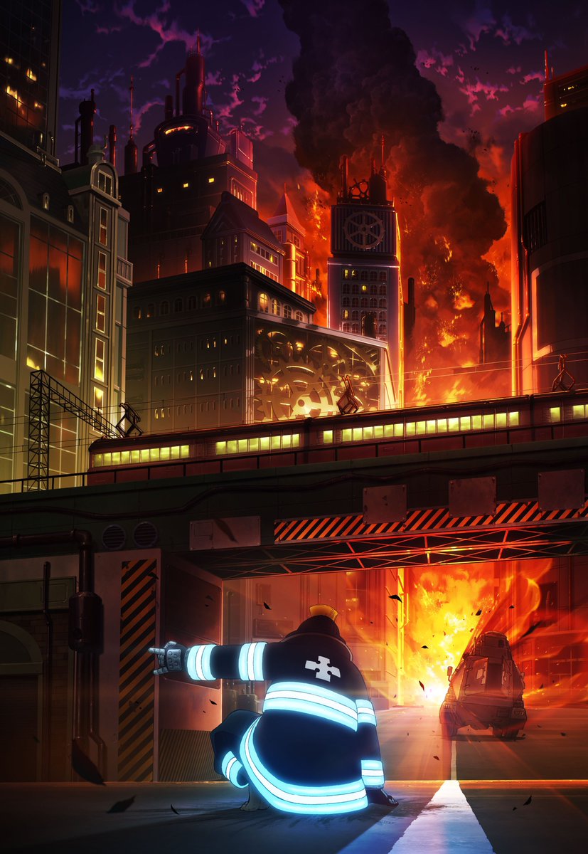 Mattgamer003's tweet image. EACH FIRST KEY VISUAL FOR FIRE FORCE SEASONS 1, 2, AND 3 PART 1