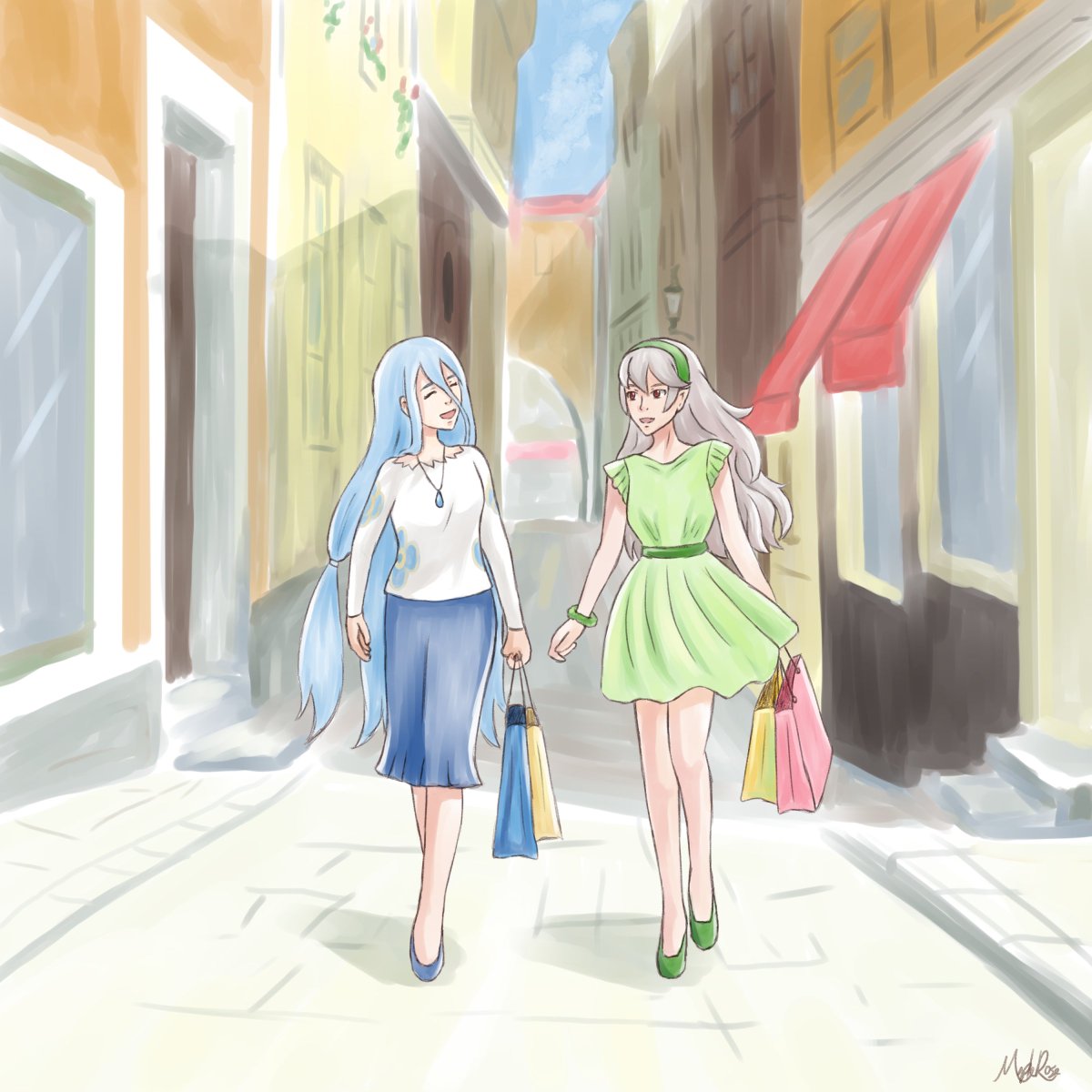 maplerose_9's tweet photo. Another piece from FE Art Scuffle, modern AU Azura and fCorrin on a shopping trip
#FEScuffle https://t.co/xQ4VgPLeuX