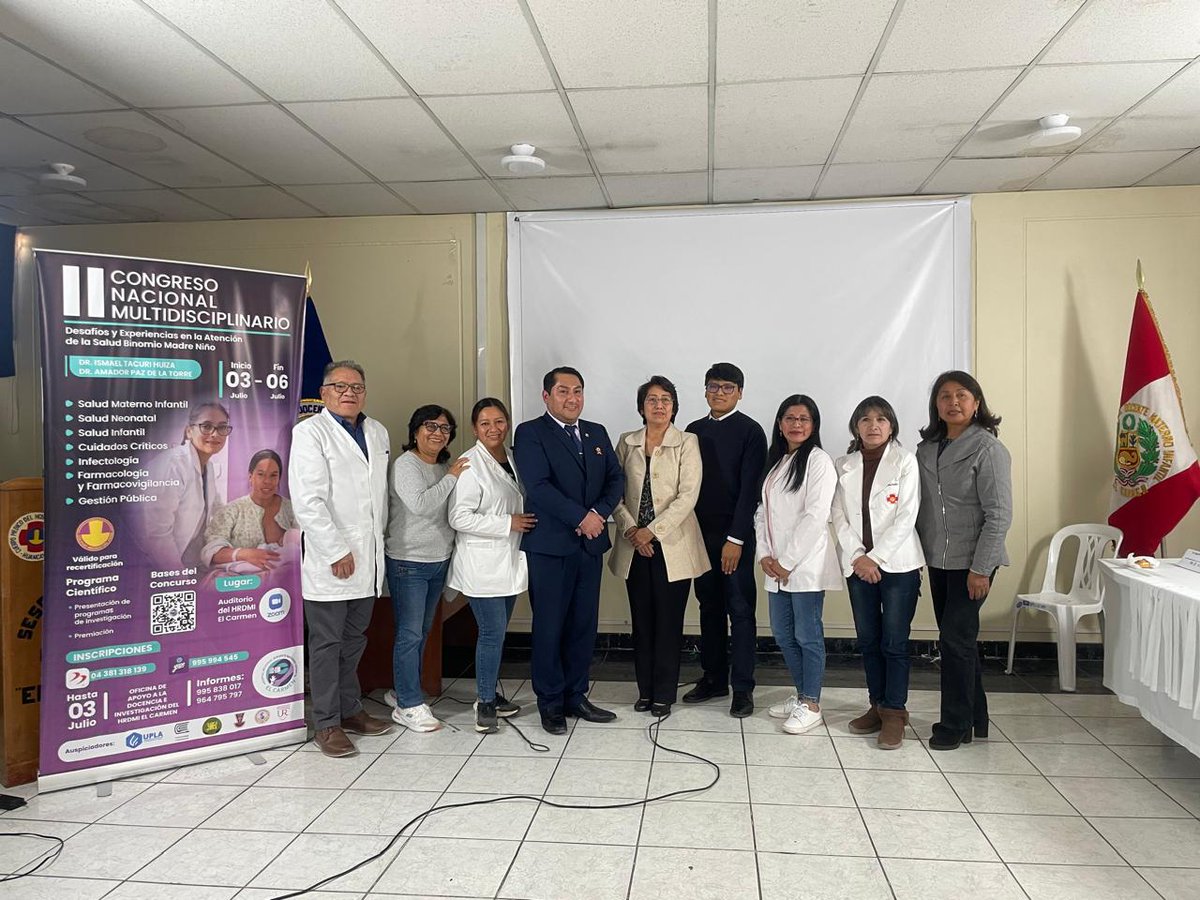 Hoy se clausuró el II Congreso Nacional Multidisciplinario del Binomio madre Niño. De mi Hospital Regional docente materno infantil El Carmen. Huancayo. Dentro de las celebración del 176 aniversario.
Participé como jurado calificador de trabajos científicos.