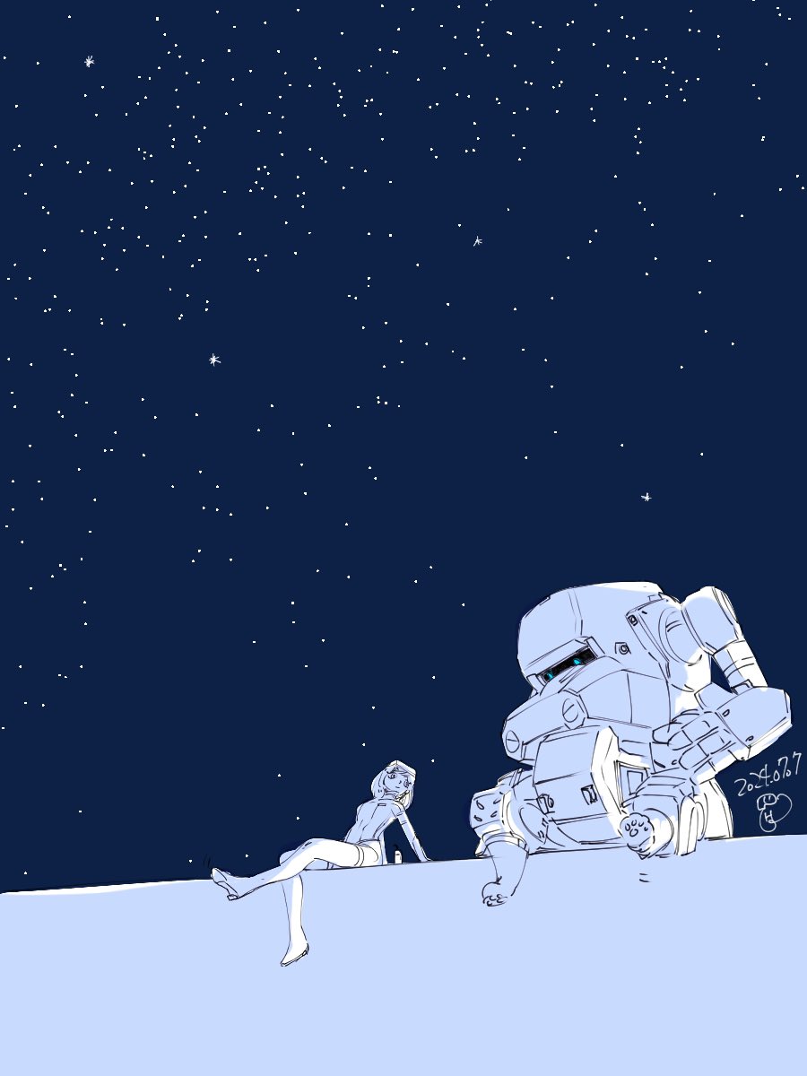 「今日のロボ描き願いごと叶うといいなぁ#七夕 」|-moino-のイラスト