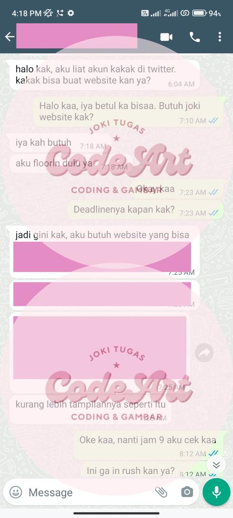 JokiNugasGais's tweet image. Joki by Partner: @codeartjoki
Yuk yang mau joki koding bisa cuss ke akun partnerku yaa 😊
Joki koding/coding pembuatan website (UI, frontend, backend) menggunakan HTML, CSS, dan JavaScript
#testiJokiTugas #testiCodeArtJoki
x.com/JokiNugasGais/…