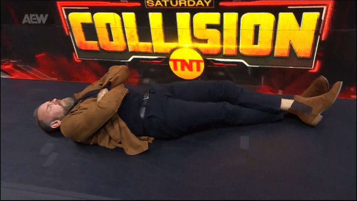 TopSuperKicker's tweet photo. Christian Cage lying on the floor >>>>> MITB Main Event https://t.co/f64gW2k0Vd