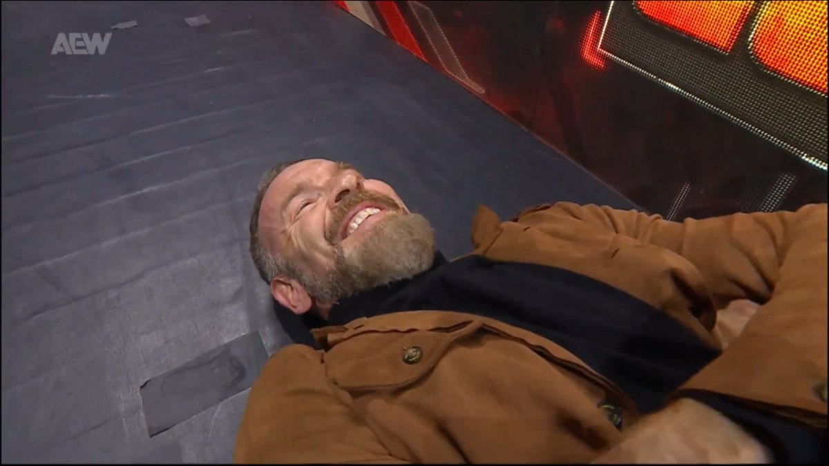 TopSuperKicker's tweet photo. Christian Cage lying on the floor >>>>> MITB Main Event https://t.co/f64gW2k0Vd