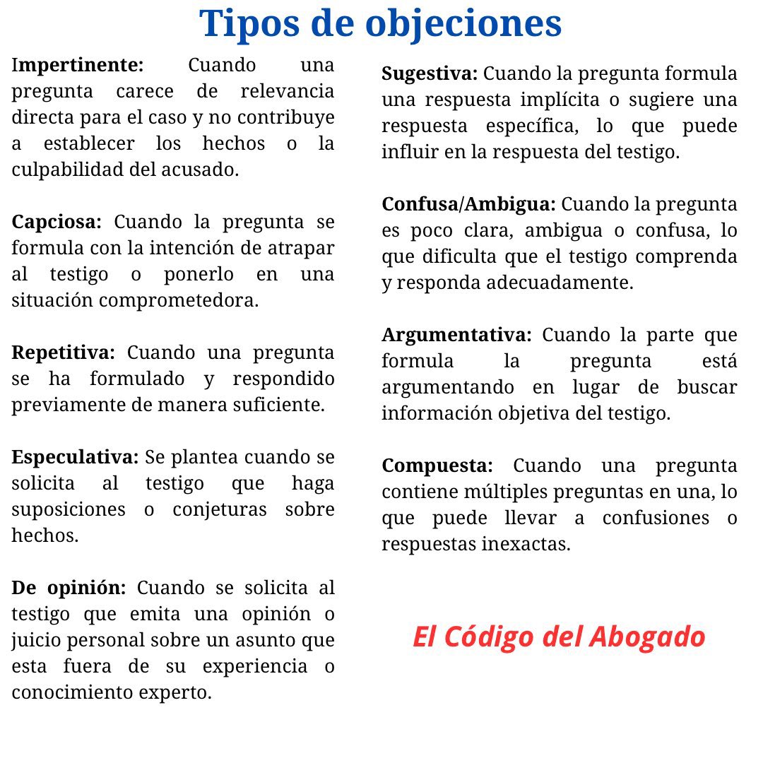 CodigodeAbogado's tweet photo. Tipos de objeciones 

Realización: @JosAntonioMac10 https://t.co/dtXHkIQd4i