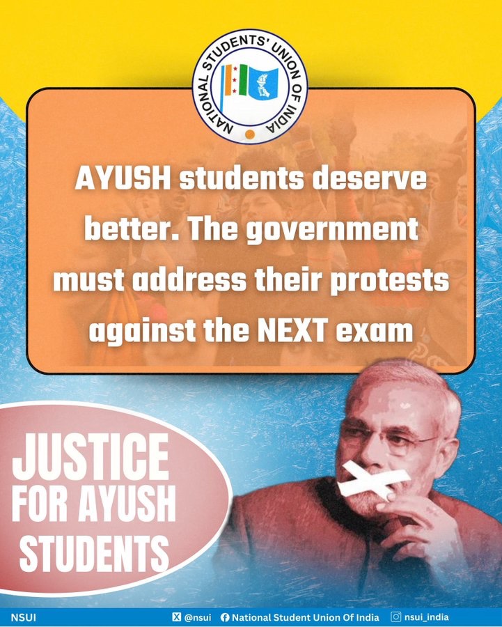 GavaliMj's tweet photo. The NEXT exam is unfair to AYUSH students. The government needs to listen to their protests and cancel it. #JusticeForAYUSHStudents
@mpprataprao 
@moayush 
@PMOIndia 
@ForHomeopathy 
@nsui 
@RahulGandhi 
@MoHFW_INDIA
@ncism_india 
@dhruv_rathee 
@ndtvindia https://t.co/4E3OBU4DV9
