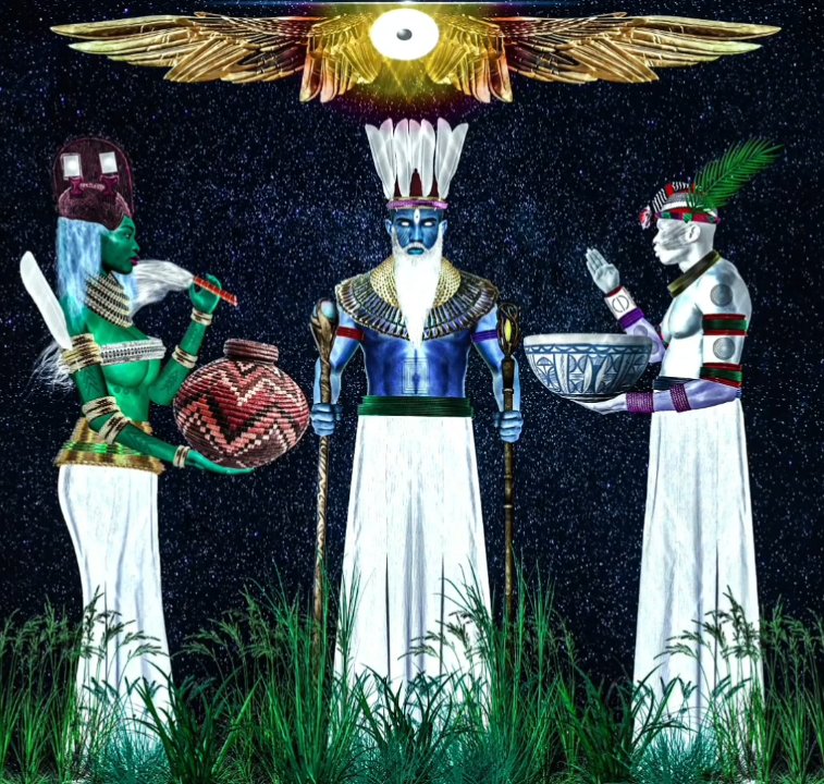 SIRIUSUGO's tweet photo. Igbo Trinity of Life: Ogwugwu, Udo and Ngene by Sirius Ugo Art 

#Igbo #AfricanSpirituality #IgboArt #Igboculture #Odinala https://t.co/D4YyQik5L5