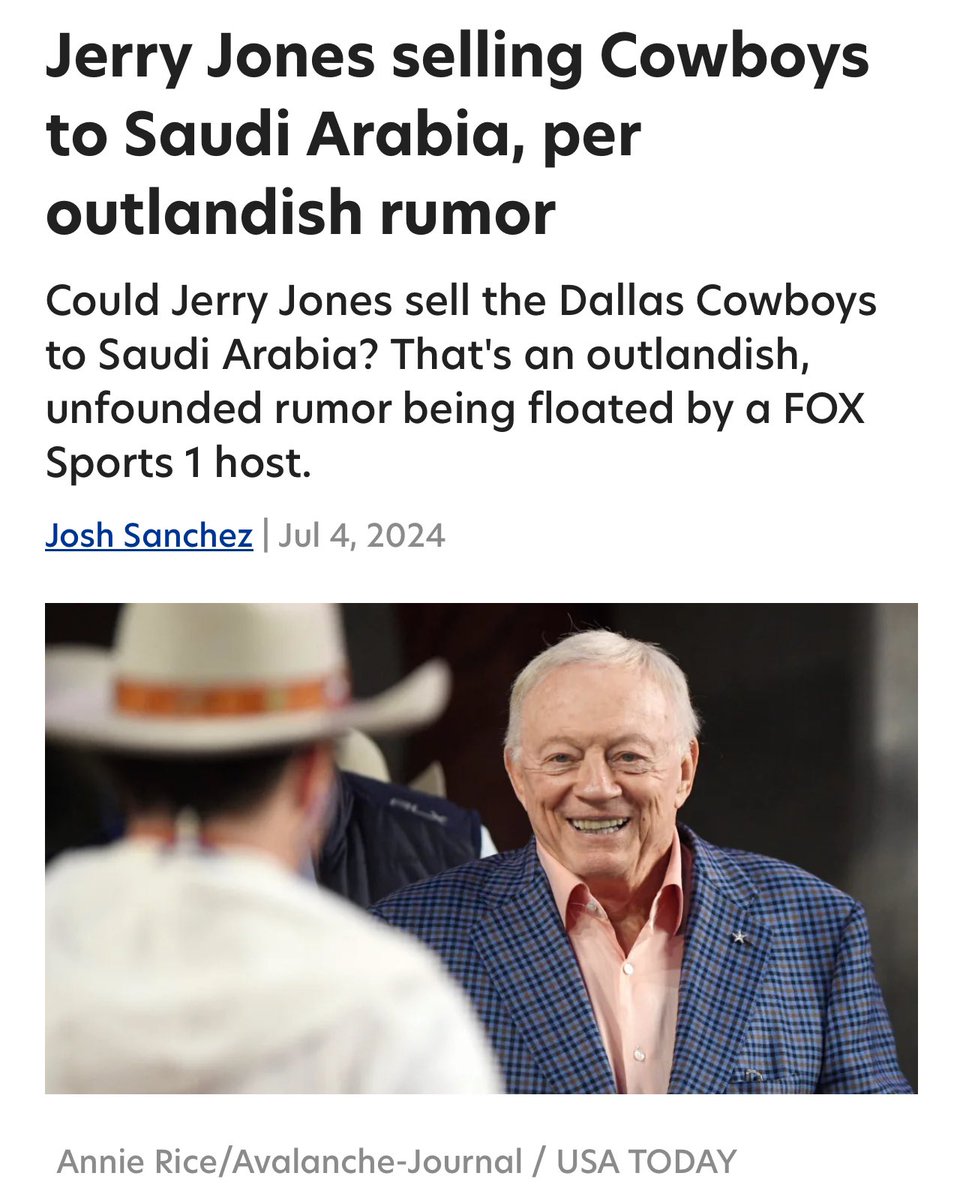 LawsNation's tweet photo. #Cowboys this is one Hail Mary of a RUMOR!!! Who is catching this 😆😂🤣😂🤣😂 https://t.co/slVOX7bLEk