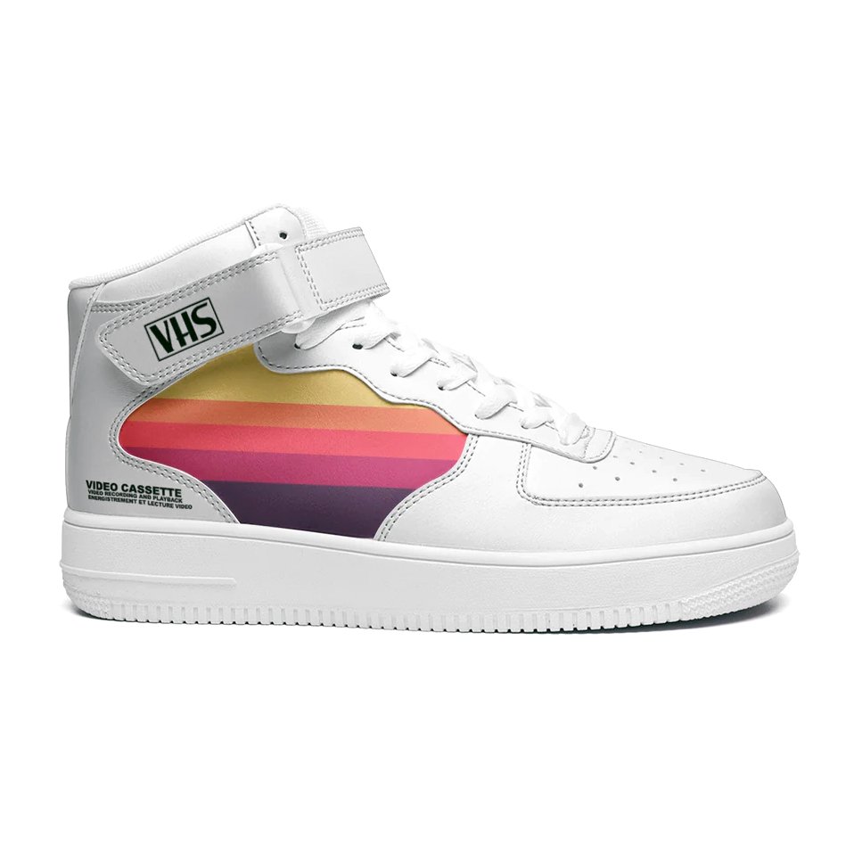 ObsoleteSony's tweet photo. 1983 Sony T-120 Dynamicron VHS-inspired shoes. https://t.co/F4q4xYVp8t