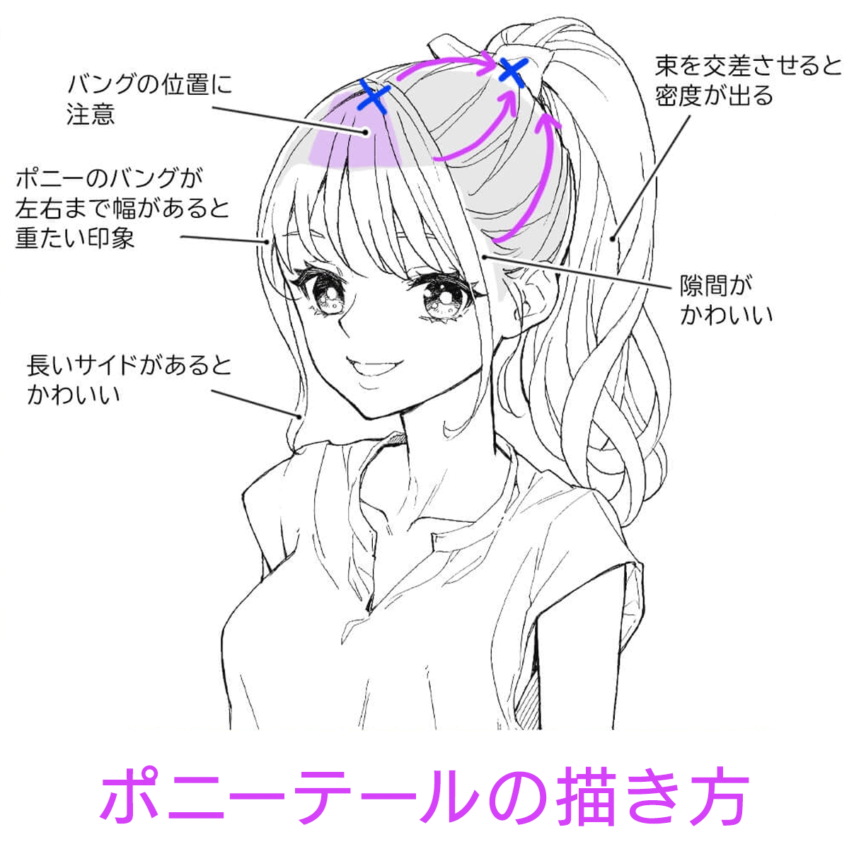 ポニーテール 描き 方
