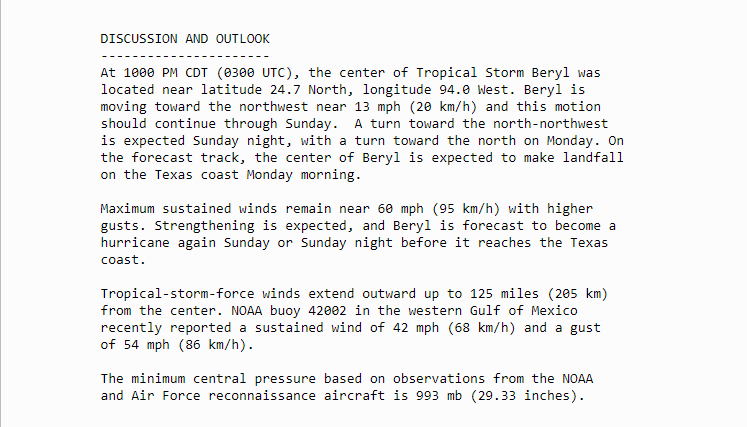 Jasamsdestiny's tweet photo. Location:
300 mi SE of Corpus Christi
Max sustained winds ... 60mph
Movement ... NW at 13
#TSBeryl #Texas #HurricaneWatch #StormSurge #Beryl https://t.co/KEXR5ja5ev