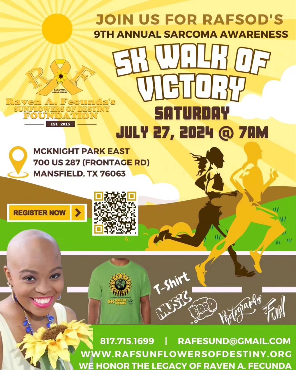 RAFSODFDN's tweet photo. July is Sarcoma Awareness Month!  We are preparing for our 9th 5k Walk of Victory!  We hope to see you there to help us turn the city yellow! It's a family affair, food, music &amp; more. Hear live testimonials from survivors! Donate blood &amp; save a life! 
#Rafsodwalkofvictory.5k.run https://t.co/4qqlGmVwQO