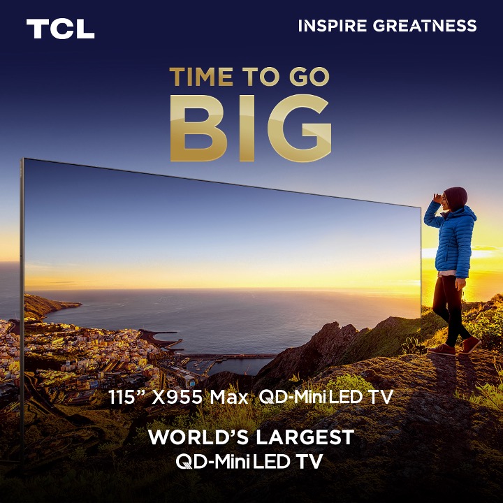 TCL_SouthAfrica's tweet photo. Experience the future of entertainment with TCL's groundbreaking 115” X955 Max QD-Mini LED TV. Featuring HDR with 5000 nits' peak brightness. It's time to go big, think really big – Think TCL.

#TCLSouthAfrica  #TCLTimeToGoBig  #TCLinspireGreatness https://t.co/qBdm60HHHh