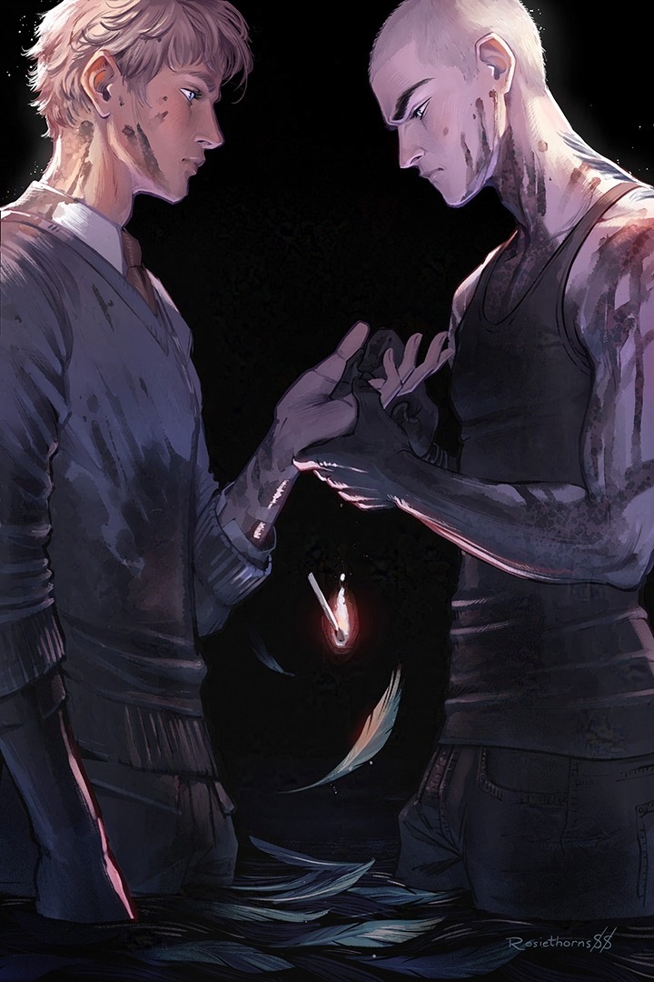 Dropping the latest Sketch-a-Wish voted on by my lovely Patreon members, featuring Adam and Ronan in an exaggerated representation of probably the most popular quote for the pair in The Raven King by Maggie Stiefvater!