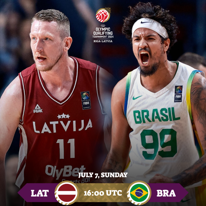 FIBA's tweet photo. One last push for #Paris2024 🔥

Who's emerging victorious from this battle in Riga? 🤩

#FIBAOQT